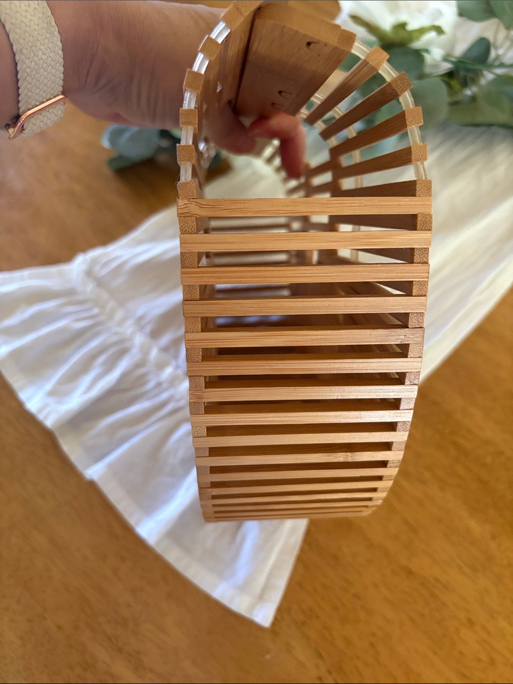 NWOT - Natural Bamboo Arc Bag - Tan - Picture 4 of 4
